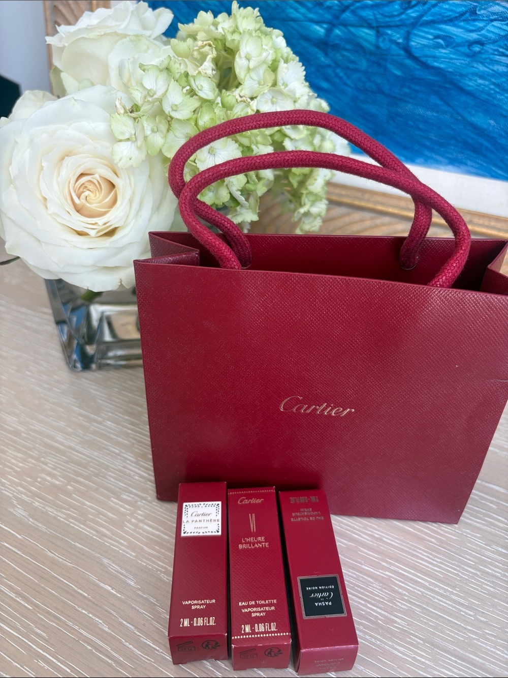 Cartier Small Burgundy Gift Tote with Rope Handles